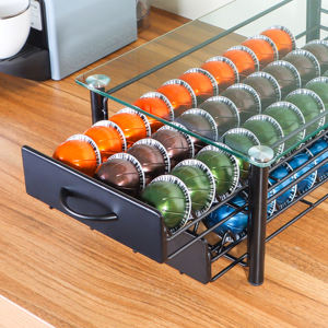 Tiroir à capsules de café en métal à 2 niveaux pour <span class=keywords><strong>Vertuo</strong></span> Line <span class=keywords><strong>Nespresso</strong></span>, <span class=keywords><strong>support</strong></span> de capsules avec solution de rangement double - Product Image 4