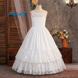Vestido Formal de Satén Floral para Niñas, Bonito Vestido Largo de Encaje para Niñas, para Eventos Formales de Verano, Vestido de Fiesta para Niñas - Product Image 2