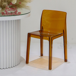 Nordic <b>Bistro</b> Coffee shop restaurant chair New Luxury Hotel Transparent light brown acrylic Dining chair - Product Image 1