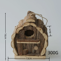 Décoration paysagère créative pour l'extérieur, ornement suspendu, nid d'oiseau en bois massif naturel, nichoir en bois