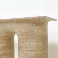 KUMUSI FURNITURE Design personnalisé en forme d'arche italienne Calacatta Alto Table console de luxe en travertin pour la décoration de la maison
