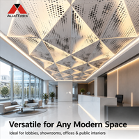 Panneaux de plafond suspendu en aluminium ignifuges, perforés, acoustiques, étanches, PVDF, taille personnalisée pour bâtiment commercial Alumtimes