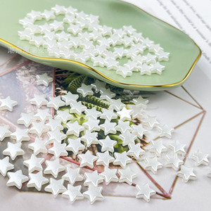 Perles étoiles à cinq branches blanches nacrées en résine plastique, accessoires de bijoux DIY pour pinces à cheveux, bracelets, boucles d'oreilles - Product Image 2