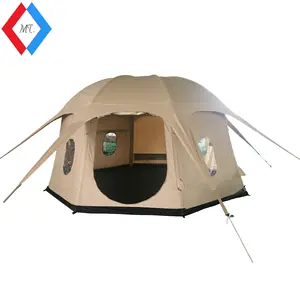 Sıcak 8 taraflı TC kumaş alüminyum direkleri tedarikçiler kubbeli çadırlar kamp barınak piknik çadırı sekizgen şekli kamp çadırı açık