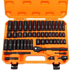 Jeu de douilles en acier Cr-V de 50 pièces, kit de clés à cliquet métriques et SAE pour la réparation et l'entretien automobile, garage - Product Image 5