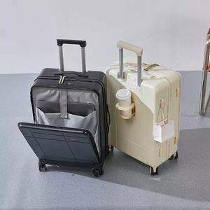 <span class=keywords><strong>Valise</strong></span> à ouverture frontale OEM/ODM avec porte-gobelet et connexion USB Ensembles de bagages 14/20/26 pouces 3 pièces - Product Image 4