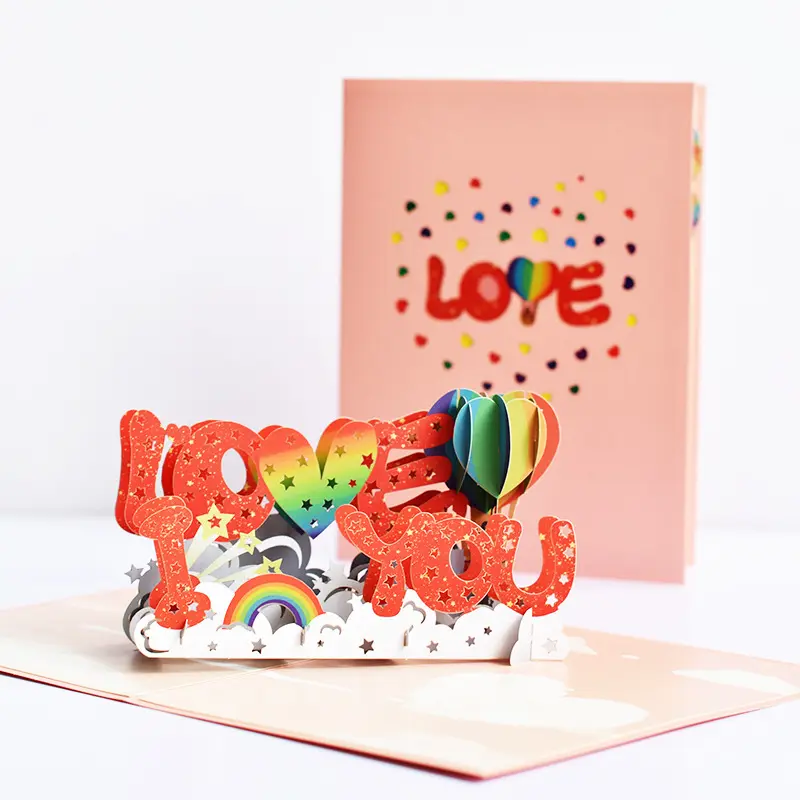 بطاقة عيد الحب ثلاثية الأبعاد المنبثقة الجاهزة للشحن بطاقة دعوة عيد الحب الرومانسية الحلوة المنبثقة