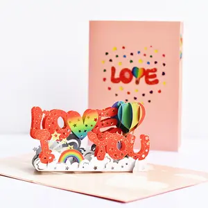Kartu <span class=keywords><strong>Pop-Up</strong></span> Hari Valentine, kartu <span class=keywords><strong>Pop-up</strong></span> 3D Siap dikirim manis dan romantis - Product Image 1