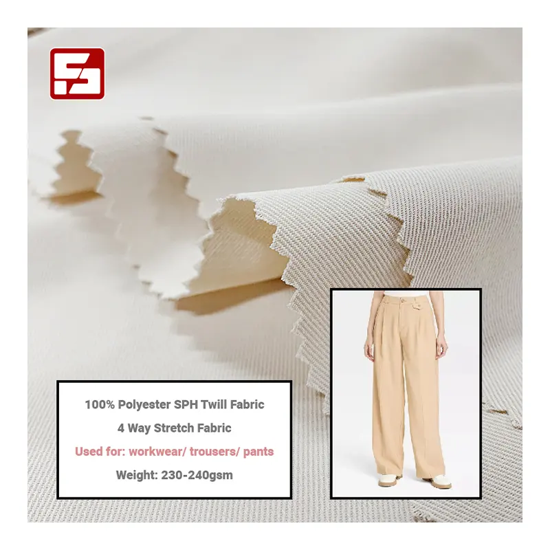 Tissu extensible 100% polyester tissu tissé pour vêtements femmes pour pantalons