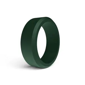 Durable comfort custom bevel edge couple rubber finger ring band jewelry wedding silicone rings for men