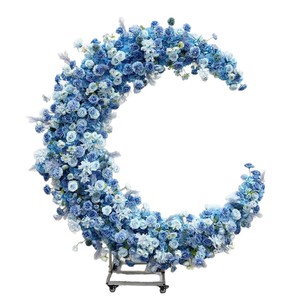 Arco Floreale Luna Blu Personalizzabile, Supporto in Seta Artificiale Colorato con Fiori per Decorazioni Matrimoniali - Product Image 1