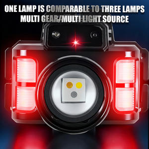 Lampe frontale LED 30W à <span class=keywords><strong>longue</strong></span> <span class=keywords><strong>portée</strong></span> avec capteur, chargement Type-C, batterie intégrée 5000 mAh, 2000 lumens, <span class=keywords><strong>mini</strong></span> <span class=keywords><strong>phare</strong></span> avec lumière rouge et bleue - Product Image 4