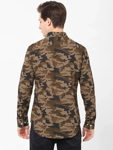 2024 nouvelle Collection tout Camo imprimé hommes chemises habillées à manches longues 100% coton multi-couleurs fil teint sergé pour l'été - Product Image 4