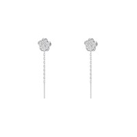 Zierliche S925 Silber Rosen-Ketten-Threader-Ohrringe Sterling Silber Lange Tropfen-Blumen-Ohrringe
