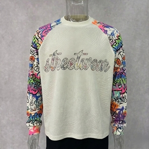 Magliette da uomo personalizzate Guangzhou Shangshang con <span class=keywords><strong>stampa</strong></span> DTG, pesanti, a maniche lunghe raglan in tessuto waffle - Product Image 1