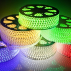 Bande lumineuse LED SMD 220, 5050 V, prise d'alimentation blanche, couleur rvb, 8 W/M, étanche