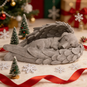 Scultura Commemorativa in Resina per Animali Domestici - Cucciolo Dormiente con Ali, Dettagli Intricati delle Piume, Ideale come Lapide per Animali da Giardino - Product Image 4
