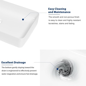 <span class=keywords><strong>Lavabo</strong></span> Moderno Personalizzato con Ampio Piano d'Appoggio in Pietra Artificiale, Elegante Lavandino da <span class=keywords><strong>Bagno</strong></span> per Hotel e Appartamenti - Product Image 4