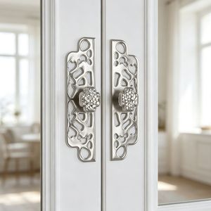 1 Set <strong>2Pcs</strong> Vintage Hollow Zinc Alloy Cabinet <strong>Door</strong> Pull Handles Decorative <strong>Knobs</strong> for Wardrobe Cupboard Furniture Handles - Product Image 4