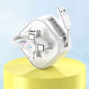 โลโก้ธุรกิจแบบกำหนดเองพร้อมที่เก็บสาย 4 in 1 สายชาร์จโทรศัพท์แบบ Micro USB Type-C ของขวัญส่งเสริมการขายแบบกำหนดเอง - Product Image 5