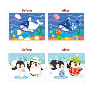 Cadeau de Noël pour enfants, kits d'autocollants d'animaux marins de dessins animés, kits d'artisanat DIY, activités artistiques pour garçons et filles, Dot It Princess - Product Image 3