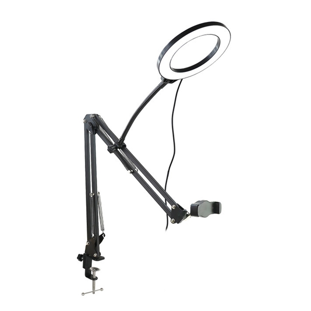 Overhead Tripod for Phone With Ring Light Desktop Cellphone Bracket for Video Shooting Table Mobile Mount Filming Recording