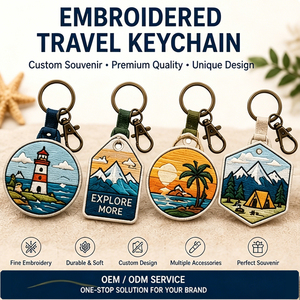Llavero de Viaje con Diseño de Montaña Estilo Vintage, Bordado Personalizado, Recuerdo, Servicio OEM ODM, Llavero Personalizado para Regalos - Product Image 1