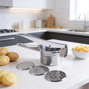 Moderno y Ecológico Triturador <span class=keywords><strong>de</strong></span> Patatas <span class=keywords><strong>de</strong></span> Acero Inoxidable Plateado, Desmontable, Manual, Utensilio <span class=keywords><strong>de</strong></span> <span class=keywords><strong>Cocina</strong></span> para Bebés - Product Image 1