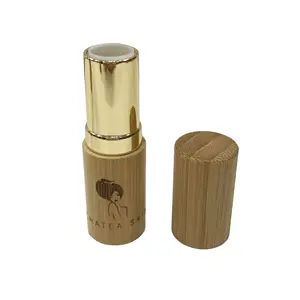 Kunden spezifische geschnitzte Bambus-Lippenstift röhrchen 5ml Goldmetall-Lippenstift röhrchen Behälter LT-02C
