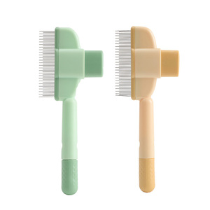 Pet Pin Comb Self Cleaning For Cats Dogs Rabbits Green Yellow ABS Material With Smooth Teeth And Comfortable Handle - Product Image 5