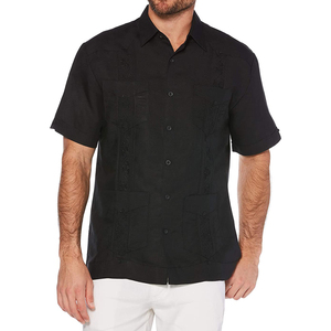 Camisa de Manga Corta Estilo Guayabera Bordada de Algodón y Poliéster de Alta Calidad para Hombre - Product Image 3