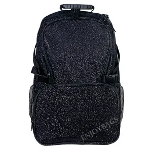 Siyah Glitter Cheer sırt çantası taşlar ile özel logo özel isimler ve renkler için tezahürat çanta ve dans çantası etrafında rhinestones