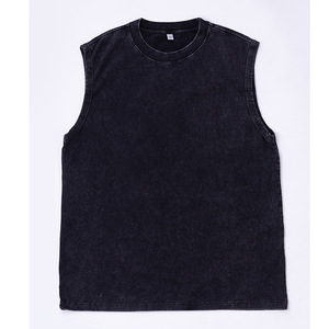 Washed Loose Solid Vintage Sleeveless Tank <b>Top</b> Men 100% Cotton Knitted Muscle Tee Custom Logo Quick Dry Streetwear Vest - Product Image 6