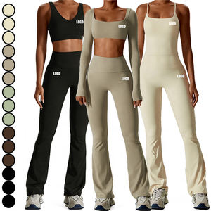 بيع بالجملة تصميم جديد مخصص عالي الجودة أكمام طويلة طقم يوغا من قطعتين مقاس كبير أطقم لياقة بدنية لصالة الألعاب الرياضية للنساء أطقم لياقة بدنية لصالات الألعاب الرياضية - Product Image 1