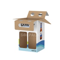 Caja de Cartón Corrugado Ecológica Personalizada para 6 Botellas de Cerveza con Asas de Transporte