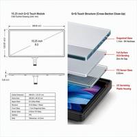 Modul LCD Sentuh IPS 10,25 inci 1920x720 HD Layar Bar dengan Lampu Latar LED, Kaca Dragontrail 9H, Lapisan UV, Casing, LVDS 50 PIN