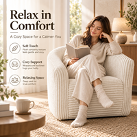 Fauteuil d'appoint moderne sculpté en velours côtelé PU, confortable et moelleux, avec dossier incurvé et assise profonde, idéal pour appartement et hôtel