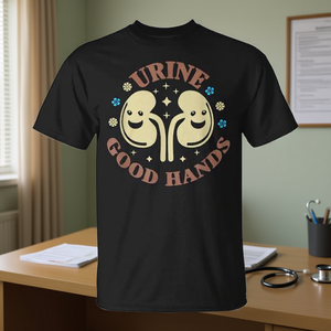 Camiseta con diseño floral de nefrologista y juguete médico, diseño de manos que cuidan la orina - Product Image 3