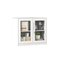 Armoire de classement de style moderne pour petit bureau avec portes vitrées et serrure à clé pour la maison, l'école, l'hôpital, l'hôtel, le salon – Rangement sécurisé