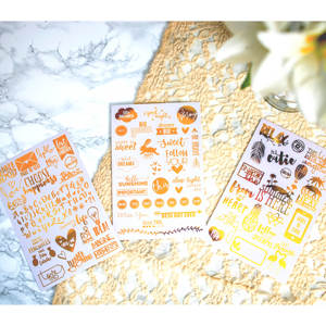 Adesivi Decorativi Impermeabili per Scrapbooking e Diari, Stampa UV con Lamina d'Oro, Adesivi in Vinile con Stampa Dorata - Product Image 2