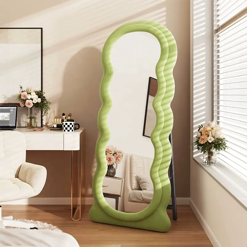 Daily Life Usage Wave Shape Special Design Mirror Customized Plastic Material Standing Soft Roll Full Length Wall Mirror