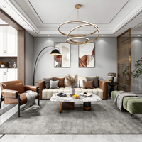 Ensemble de canapés de salon en cuir véritable nordique, résistant aux rayures, écologique, grand rangement, moderne, pour maison, hôtel, villa