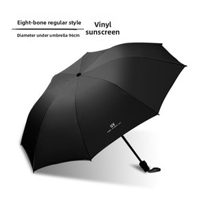 Parasol de protection UV manuel compact Design classique Parapluie <span class=keywords><strong>à</strong></span> trois plis avec revêtement noir et contrôle manuel Cadeau d'affaires - Product Image 6