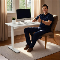 Bureau de Bureau Réglable Manuellement en Hauteur avec Étagère et Rangement, Cadre de Bureau Assis-Debout Manuel pour la Maison ou le Travail