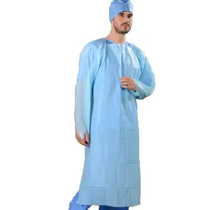 Vestido CPE descartável para isolamento de polegar, vestido à prova de água CPE, roupa de segurança, plástico hospitalar