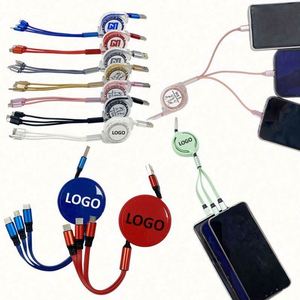 ของขวัญส่งเสริมการขาย สายดาต้า 4 in 1 พิมพ์โลโก้ตามสั่ง สายชาร์จโทรศัพท์แบบพิมพ์ลาย - Product Image 1