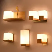 Lâmpadas de parede redondas de madeira, pequena cabeceira do hotel, quarto, modernas, led, decoração nórdica, para áreas internas