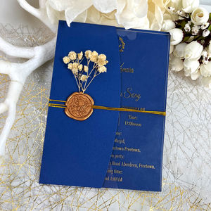 Custom Handmade Acrylic Greeting Card With Paper Envelope Dried Flowers Wax Seal <strong>Invitation</strong> Cards Wedding <strong>Invitations</strong> - Product Image 3