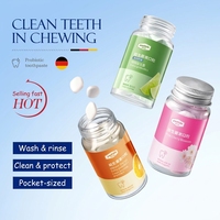 Comprimés de dentifrice solides probiotiques Yashida sans fluorure chimique, 30 unités, désodorisant buccal, nettoyant, parfum pêche menthe