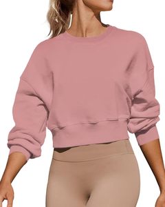Vêtements de sport pour femmes hauts pour femmes sweats courts à manches longues et col rond confortables hauts pullover décontractés en polaire - Product Image 3